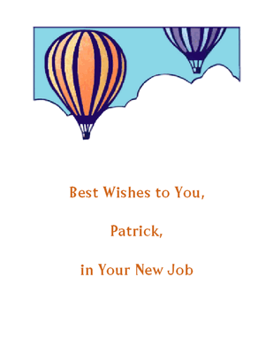 Best Wishes to You, Patrick, in Your New Job Inside Verse: