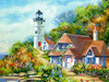 Lighthouse Cottage -- Free Nature Art wallpapers -- Yahoo! Greetings wallpapers