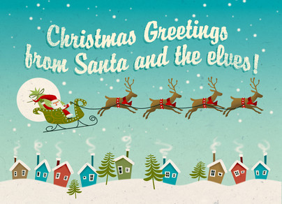 santa elves postcard christmas card cardstore postcard for christmas