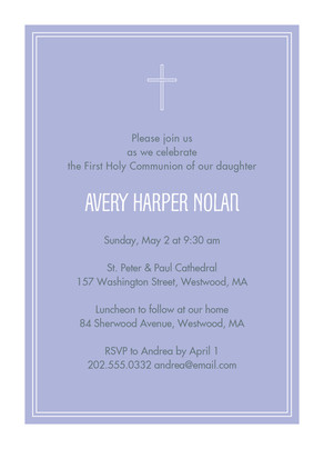lavender first communion invitation communion invitation cardstore