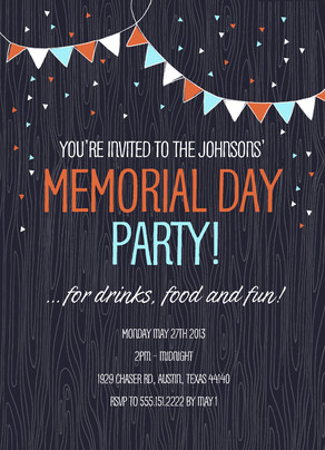 festive bunting memorial day invite memorial day party invitation