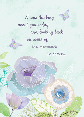 Purple Floral with Butterflies Thinking of You Card | Cardstore