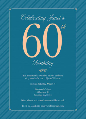 blue stripes 60th birthday invitation 60 birthday invitations