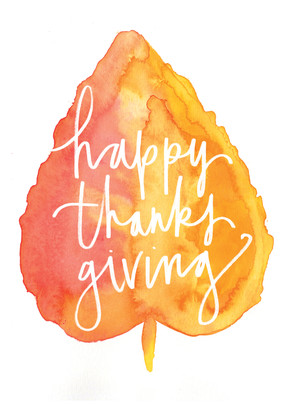 watercolor leaf and lettering thanksgiving card cardstore personal photo christmas card
