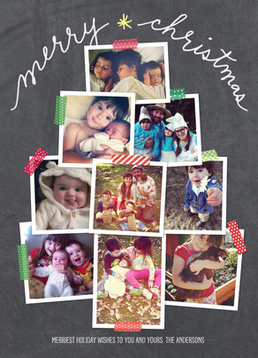photo tree collage on chalkboard christmas card cardstore christmas photo collage card