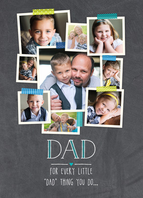 dad photo collage on chalkboard father 39 s day card cardstore newborn baby postcards