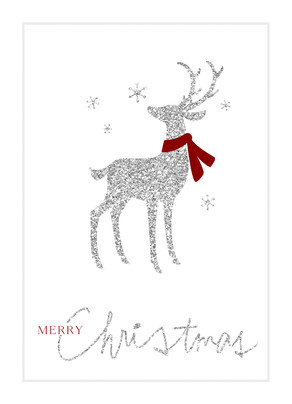Silver Glitter Reindeer Christmas Card  Cardstore