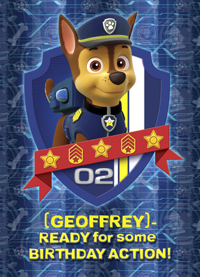 Customised Paw Patrol Characters Children's Birthday Card - Party