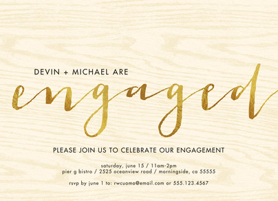 Gold Foil Cursive Engaged Engagement And Wedding Invitation Cardstore