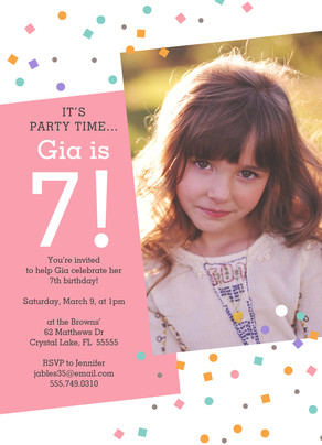 birthday confetti invitation pink birthday invitation cards design