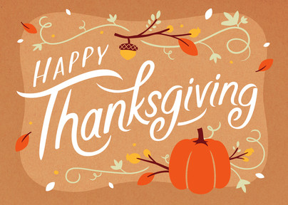 happy thanksgiving fall lettering