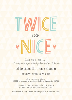 twice as nice baby shower invitation twins invitation cardstore nice invitations