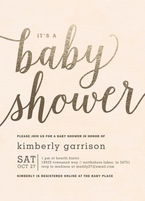 Gold Script Baby Shower Invitation Baby Shower Invitation | Cardstore