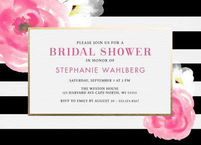 bridal shower invitation black white stripes with floral black and white invitation card